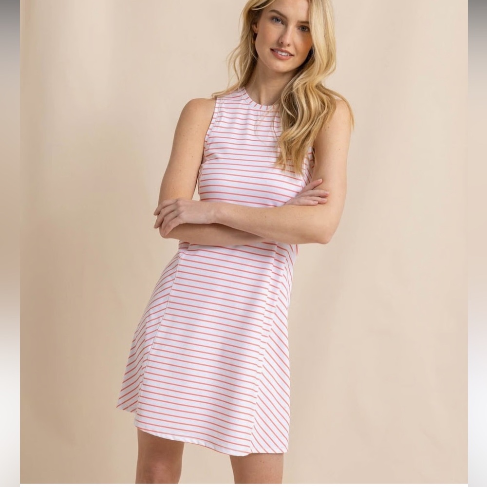 Southern Tide Lyllee Perfromance Golf Outdoor Striped Sleeveless Dress